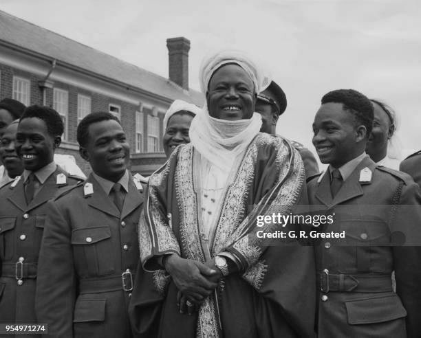 Ahmadu Bello, the Sardauna of Sokoto and Premier of Northern Nigeria visits Nigerian cadets at the Mons Officer Cadet School in Aldershot, UK, 26th...