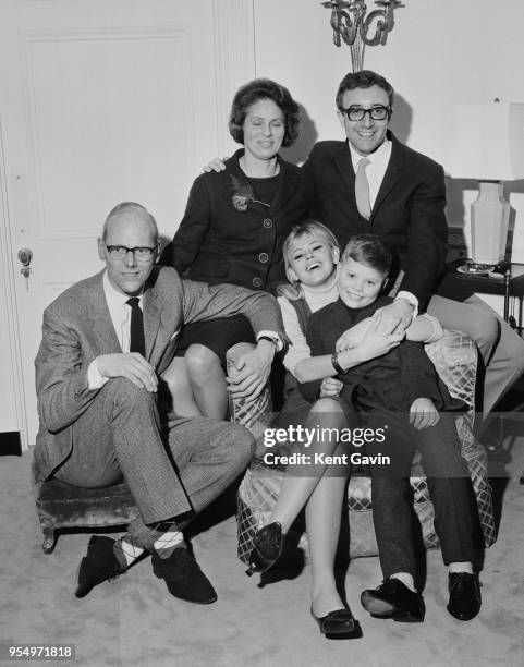 English actor Peter Sellers meets the parents of his fiancée, actress Britt Ekland, at the Dorchester Hotel in London, 18th February 1964. Sellers...