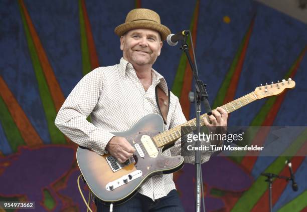 Mighty Mike Schermer performs with Marcia Ball during the 2018 New Orleans Jazz & Heritage Festival at Fair Grounds Race Course on May 4, 2018 in New...