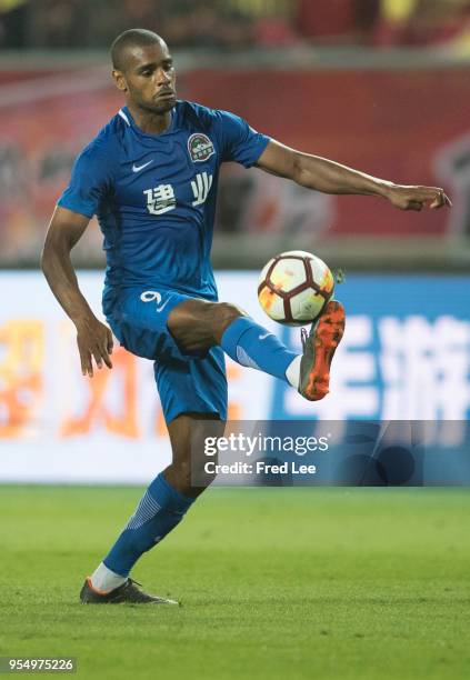 Ricardo Vaz Te of Henan Jianye in action during 2018 Chinese Super League match between Hebei China Fortune adn Henan Jianye at Langfang Sports...