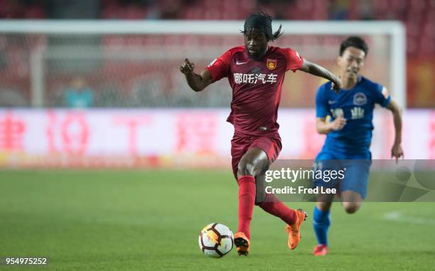 Gervinho of Hebei China Fortune in action during 2018 Chinese Super League match between Hebei China Fortune adn Henan Jianye at Langfang Sports...