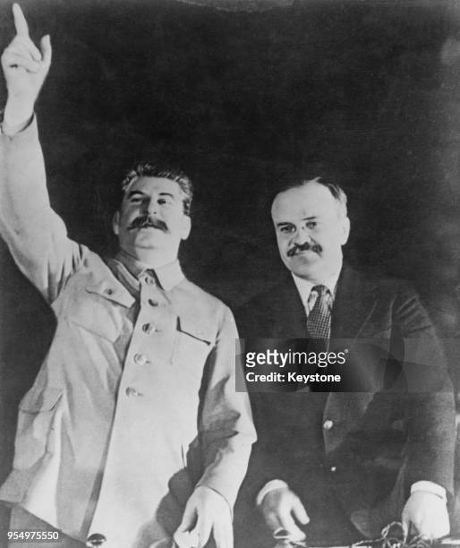 Soviet leaders Joseph Stalin and Vyacheslav Molotov, 1949.