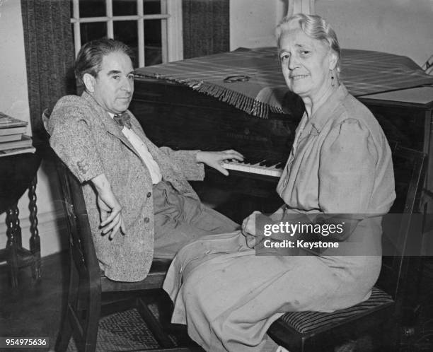 Austrian musician Erwin Stein and his wife Sophie Bachmann in their flat in Kensington, London, 21st July 1949. They are the parents of pianist...