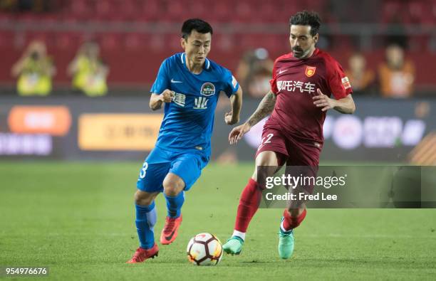 Ezequiel Lavezzi of Hebei China Fortune in action during 2018 Chinese Super League match between Hebei China Fortune adn Henan Jianye at Langfang...