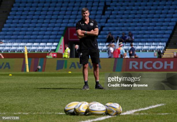 Rob Baxter of Exeter Chiefs before the Aviva Premiership match between Harlequins and Exeter Chiefs at Twickenham Stoop on May 5, 2018 in London,...
