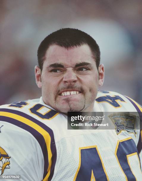 Jim Kleinsasser, Tight End for the Minnesota Vikings during the American Football Conference East game against the New England Patriots on 17...