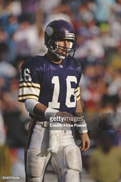 Rich Gannon, Quarterback for the Minnesota Vikings during the National Football Conference East game against the Phoenix Cardinals on 27 October 1991...