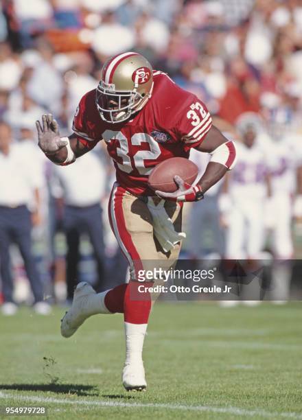 Ricky Watters Running Back for the San Francisco 49ers during the National Football Conference West Pre Season game against the Denver Broncos on 12...
