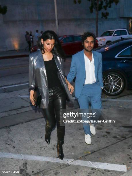 Kunal Nayyar and Neha Kapur are seen on May 04, 2018 in Los Angeles, California.