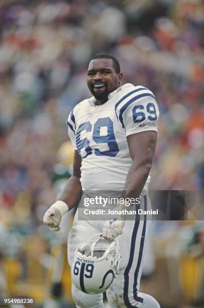Randy Dixon, Offensive Guard for the Indianapolis Colts during the National Football Conference Central Division game against the Green Bay Packers...