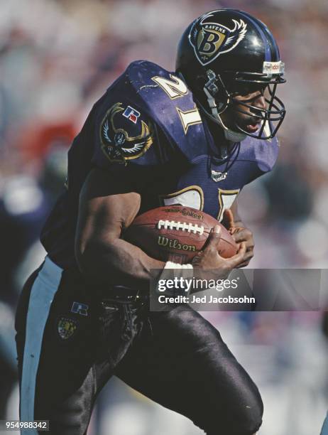 Earnest Byner, Running Back for the Baltimore Ravens during the American Football Conference Central game against the New England Patriots on 6...