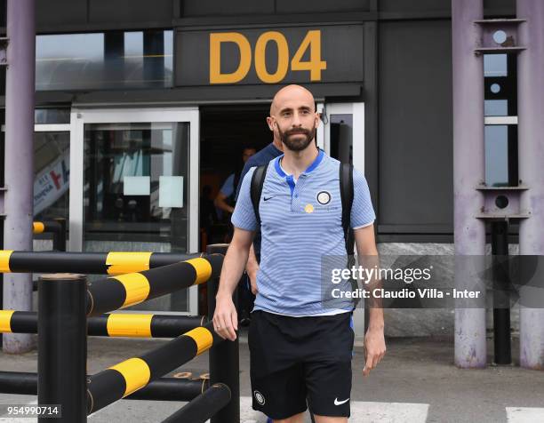 Borja Valero of FC Internazionale departs to Udine on May 5, 2018 in Milan, Italy.