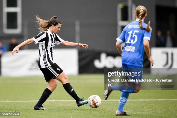 Sofia Cantore of Juventus in action during the Italian Cup match between Juventus Women and Brescia Calcio Femminile on May 2, 2018 in Vinovo, Italy.