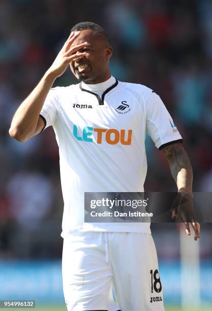 Mame Biram Diouf of Stoke City reacts during the Premier League match between AFC Bournemouth and Swansea City at Vitality Stadium on May 5, 2018 in...