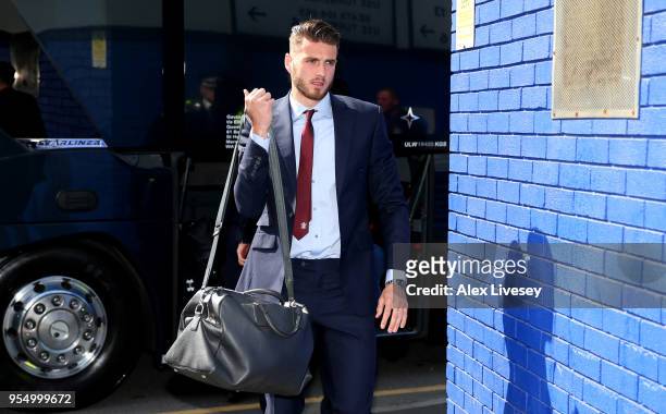 Wesley Hoedt of Southampton arrives at the stadium prior to the Premier League match between Everton and Southampton at Goodison Park on May 5, 2018...