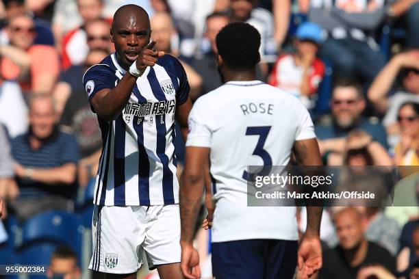 Allan Nyom of West Bromwich Albion clashes with Danny Rose of Tottenham Hotspur during the Premier League match between West Bromwich Albion and...