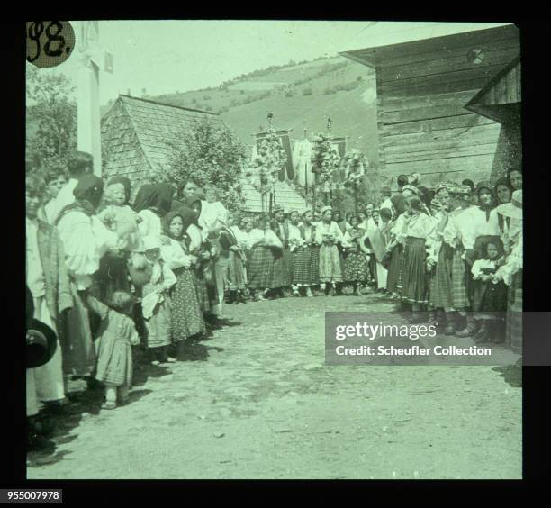 Carpathian procession-goers, 1908-1918, Maramaros- Novoselica, Ruthenia, Austria-Hungary.