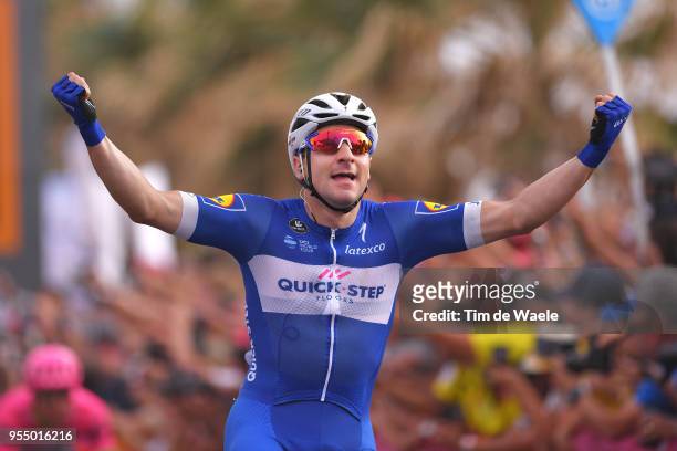 Arrival / Elia Viviani of Italy and Team Quick-Step Floors / Celebration / during the 101th Tour of Italy 2018, Stage 2 a 167km stage from Haifa to...