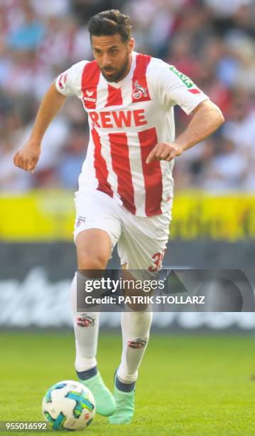 Cologne's Peruvian striker Claudio Pizarro plays the ball during the German first division Bundesliga football match 1 FC Cologne vs Bayern Munich,...