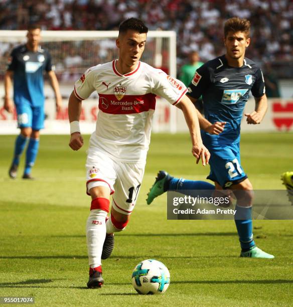 Erik Thommy of VfB Stuttgart in action during the Bundesliga match between VfB Stuttgart and TSG 1899 Hoffenheim at Mercedes-Benz Arena on May 5,...