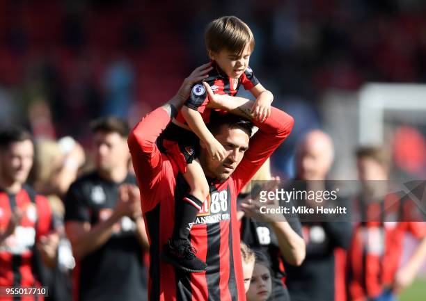 Charlie Daniels of AFC Bournemouth shows appreciation to the fans during a lap of honour after the Premier League match between AFC Bournemouth and...