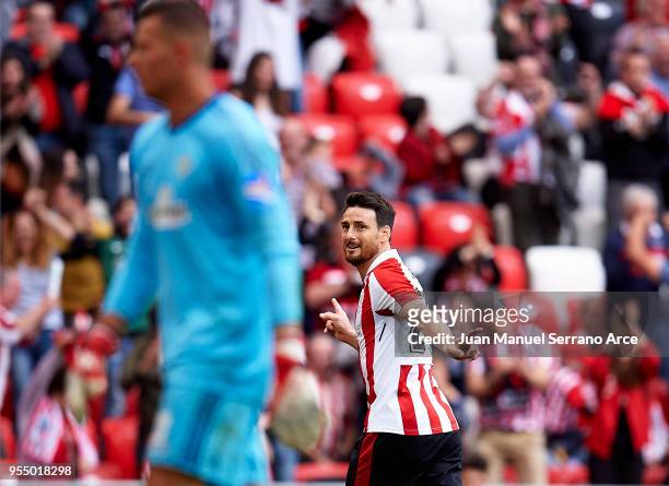 Aritz Aduriz of Athletic Club celebrates after scoring his team's second goal during the La Liga match between Athletic Club Bilbao and Real Betis...