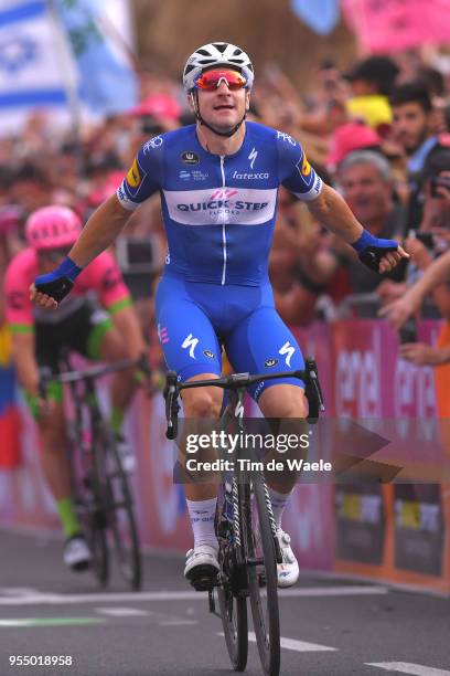 Arrival / Elia Viviani of Italy and Team Quick-Step Floors / Celebration / during the 101th Tour of Italy 2018, Stage 2 a 167km stage from Haifa to...