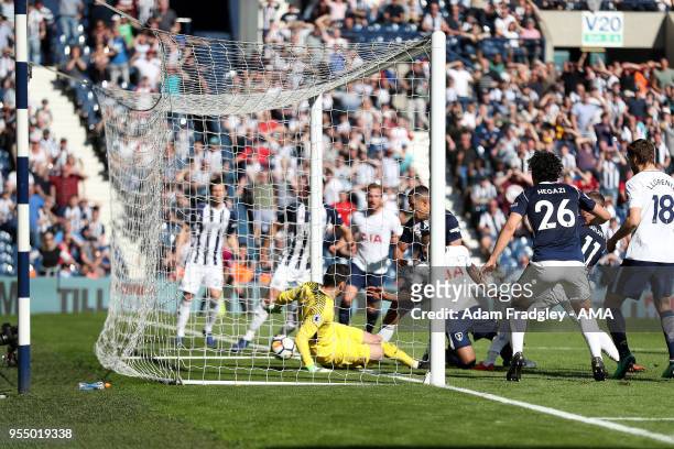 Jake Livermore of West Bromwich Albion scores the winning goal to make it 1-0 during the Premier League match between West Bromwich Albion and...