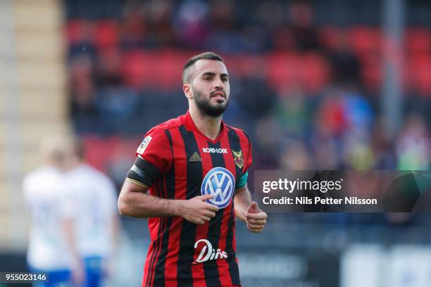 Brwa Nouri of Ostersunds FK during the Allsvenskan match between Ostersunds FK and IFK Norrkoping at Jamtkraft Arena on May 5, 2018 in Ostersund,...