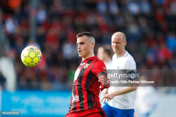 Dino Islamovic of Ostersunds FK during the Allsvenskan match between Ostersunds FK and IFK Norrkoping at Jamtkraft Arena on May 5, 2018 in Ostersund,...