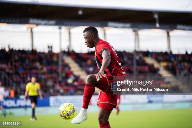 Patrick Kpozo of Ostersunds FK during the Allsvenskan match between Ostersunds FK and IFK Norrkoping at Jamtkraft Arena on May 5, 2018 in Ostersund,...