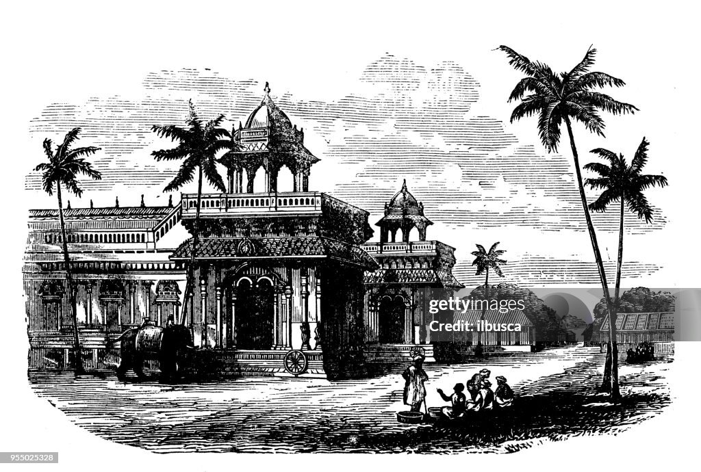 Antiken Gravur Abbildung: Palace, Tanjore
