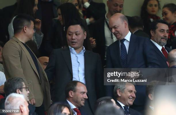 Milan president Li Yanghong, AC Milan board member Han Li David, AC Milan CEO Marco Fassone and AC Milan Sporting Director Massimo Mirabelli look on...