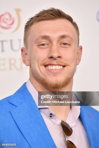 American football tight end for the San Francisco 49ers George Kittle attends Kentucky Derby 144 on May 5, 2018 in Louisville, Kentucky.