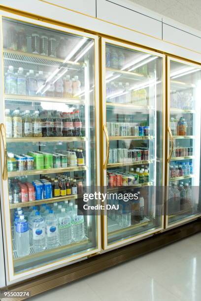 refrigerator at convenience store - convenience store interior stock pictures, royalty-free photos & images