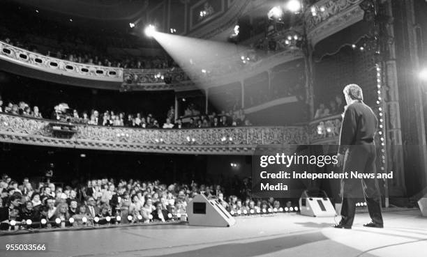 Johnny Logan at the Gaiety Theatre winning the Euro Song, circa March 1987 .