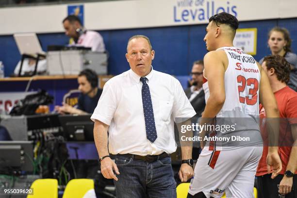 Jean Denys Choulet coach of Chalon during the Jeep Elite match between Levallois Metropolitans and Chalon sur Saone at Salle Marcel Cerdan on May 5,...