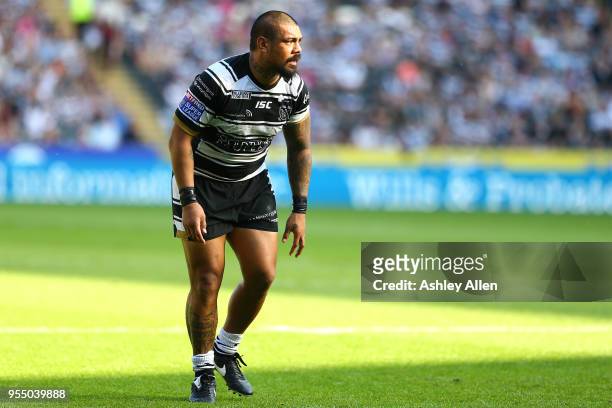Sika Manu of Hull FC during the Betfred Super League match between Hull FC and Castleford Tigers at KCOM Stadium on May 5, 2018 in Hull, England.