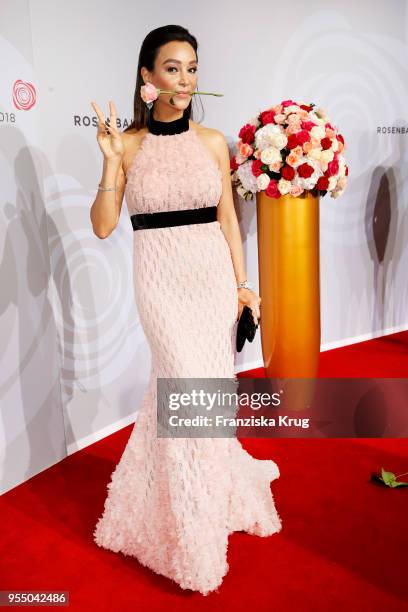 Verona Pooth attends the Rosenball charity event at Hotel Intercontinental on May 5, 2018 in Berlin, Germany.
