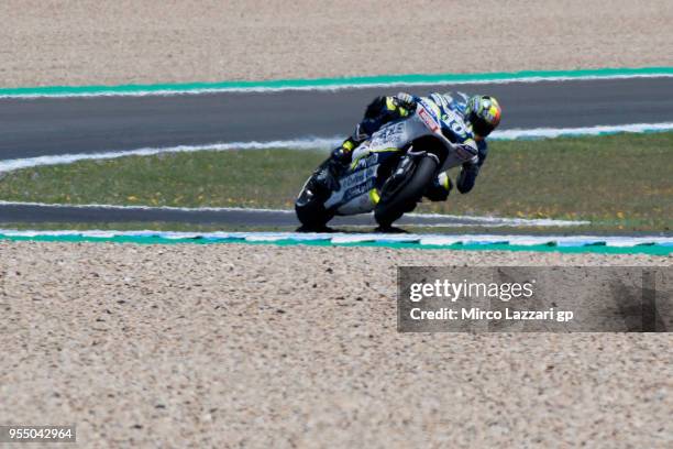 Xavier Simeon of Belgium and Reale Avintia Racing rounds the bend during the qualifying practice during the MotoGp of Spain - Qualifying at Circuito...