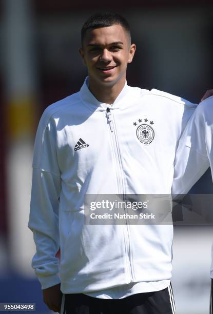 Oliver Batista Meier of Germany looks on during the UEFA European Under-17 Championship match between Germany and Netherlands at Bescot Stadium on...