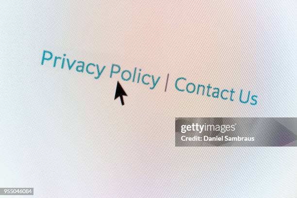 privacy policy web button and mouse arrow on computer screen - submit button stock pictures, royalty-free photos & images