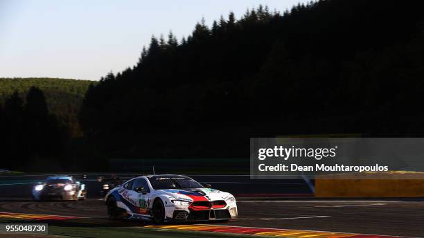 In the BMW M8 GTE driven by Martin Tomczyk of Germany, Nicky Catsburg of the Netherlands competes in the WEC 6 Hours Of Spa-Francorchamps Race at...