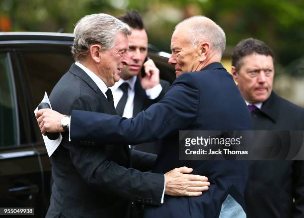 Roy Hodgson greets a guest before the memorial held for Ray Wilkins at St Luke's & Christ Church on May 1, 2018 in London, England.
