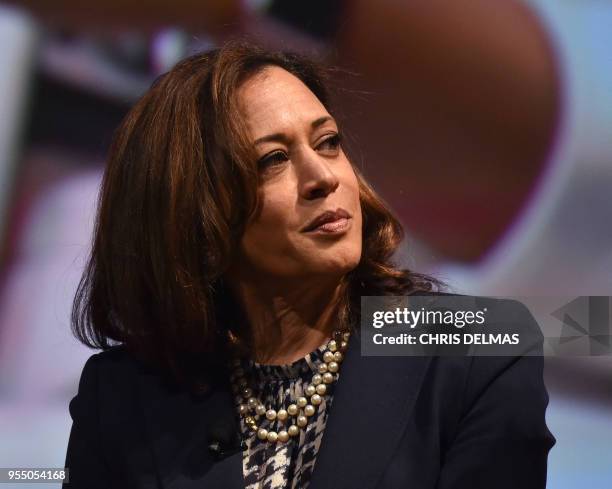 Senator Kamala Harris attends the United State of Women Summit at the Shrine Auditorium in Los Angeles, on May 5, 2018.