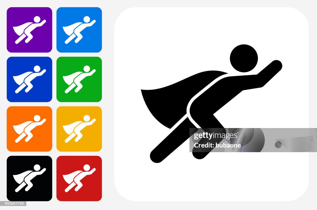 Superhero Icon Square Button Set