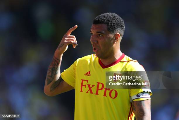 Troy Deeney of Watford during the Premier League match between Watford and Newcastle United at Vicarage Road on May 5, 2018 in Watford, England.