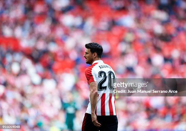 Aritz Aduriz of Athletic Club reacts during the La Liga match between Athletic Club Bilbao and Real Betis Balompie at San Mames Stadium on May 5,...