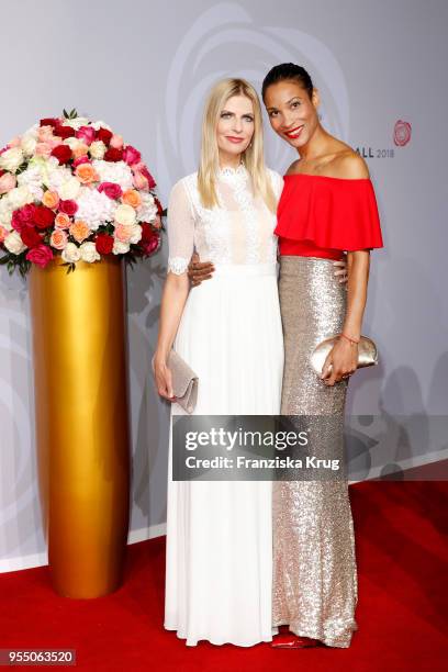 Tanja Buelter and Annabelle Mandeng attend the Rosenball charity event at Hotel Intercontinental on May 5, 2018 in Berlin, Germany.