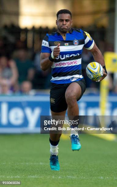 Bath Rugby's Aled Brew in action during the Aviva Premiership match between Bath Rugby and London Irish at Recreation Ground on May 5, 2018 in Bath,...